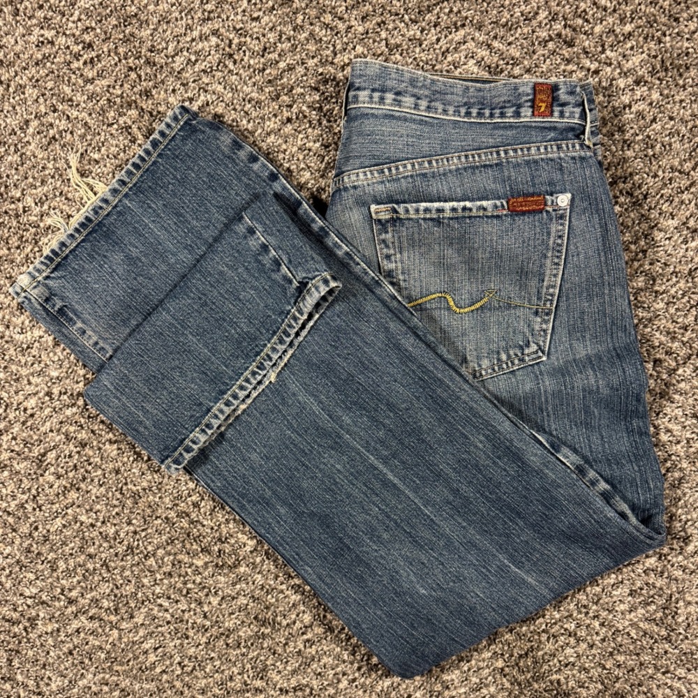 Vintage 7 For All Mankind USA Straight Bootcut Button Fly Jeans Blue 36x33